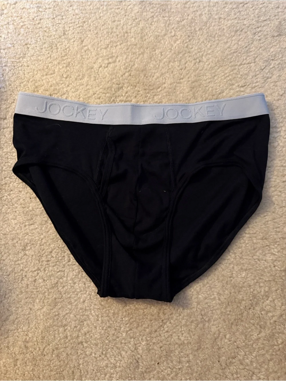 Jockey Men’s Black Briefs with Light Gray Waistband large NWOT
